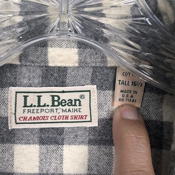 Vintage LL Bean Chamois Cloth Shirt Mens 16.5 Tall Plaid Button Up Long Sleeve - Picture 7 of 14